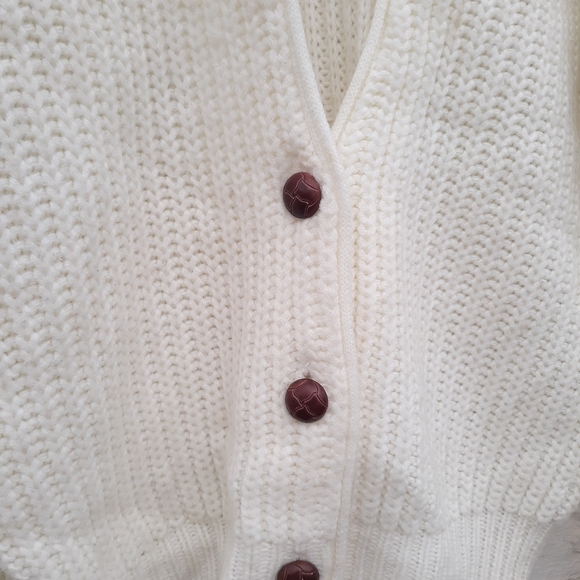 Vintage Nuggets Chunky Granny Cardigan Wood Buttons - Picture 3 of 5